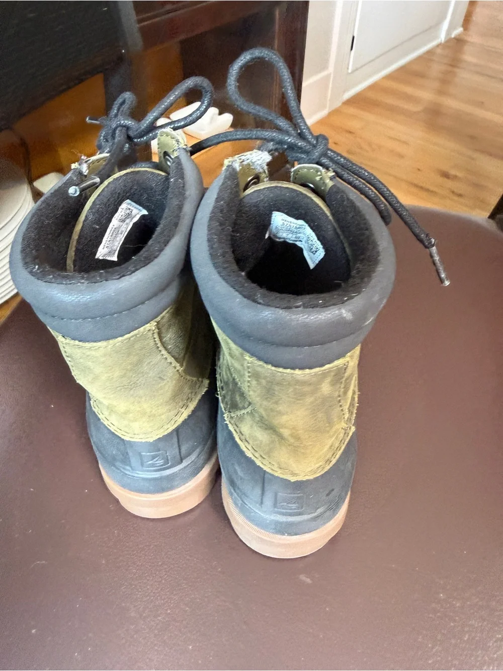 Sperry Cold Bay Waterproof Duck Boots Men’s Size 8 Olive Black Leather